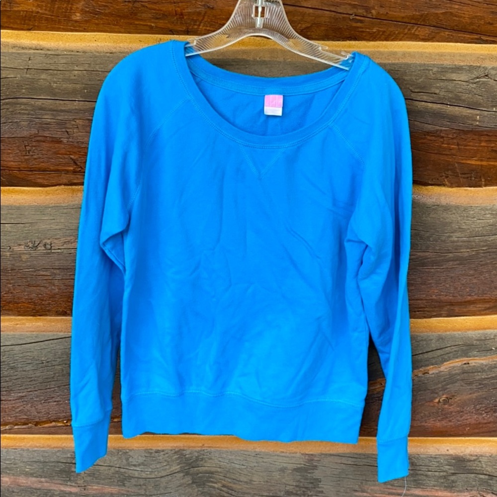 Bright blue scoop neck sweatshirt